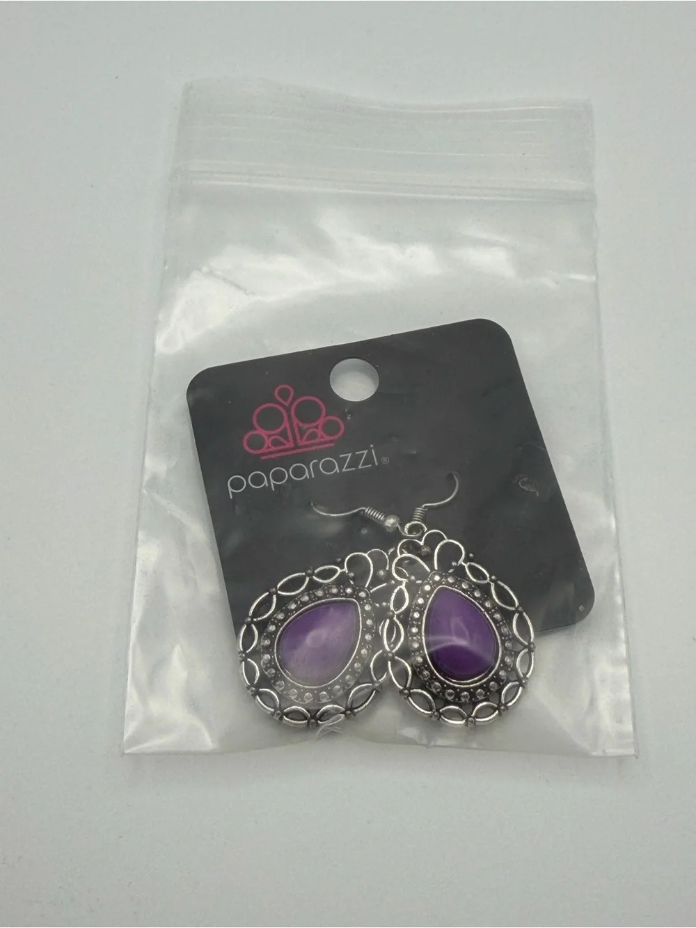 NWT paparazzi Flirty Finesse Purple Teardrop Filigree Earrings Boho Festival